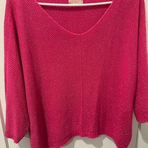 Elegant Fuchsia V-Neck Sweater